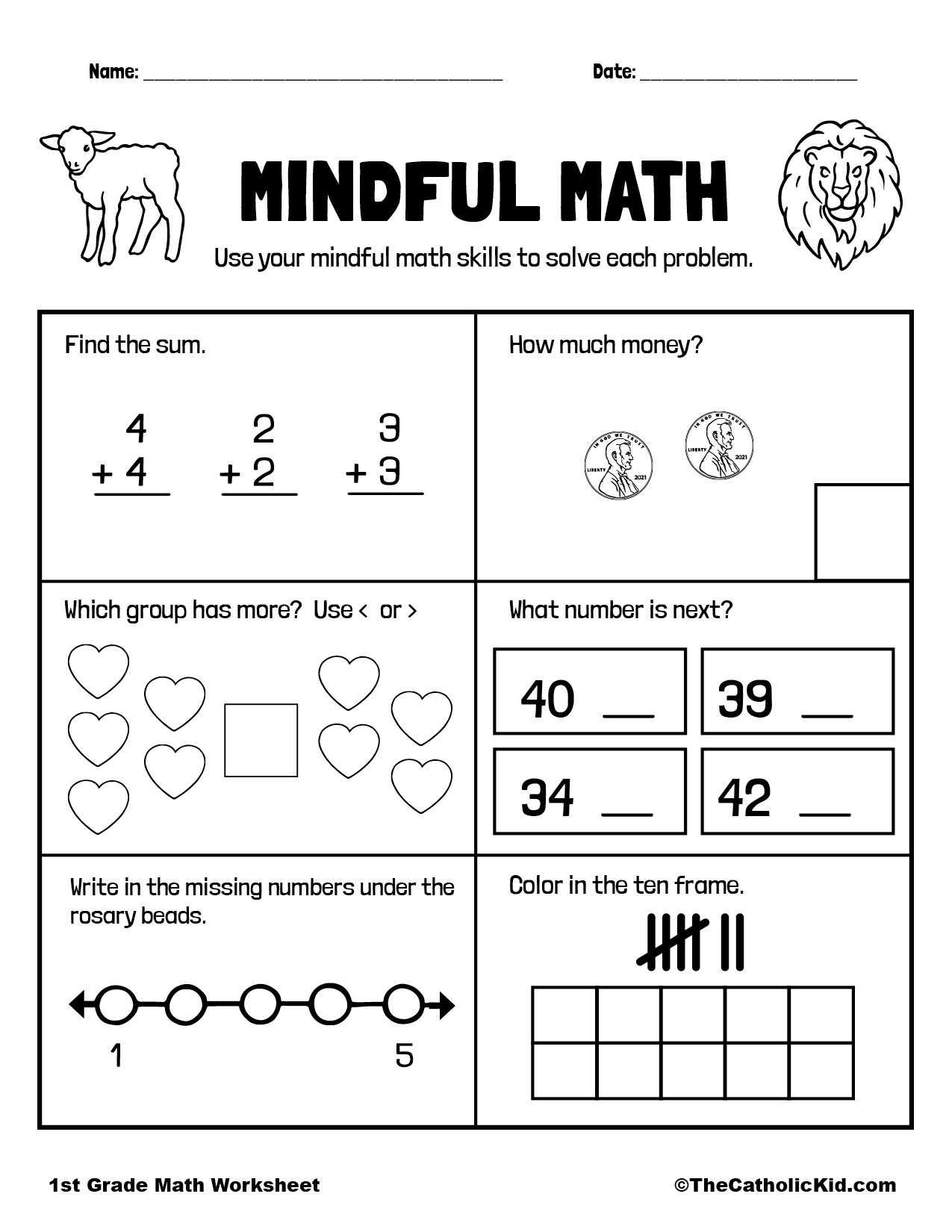 Free 1st Grade Math Worksheets Printable W Answers Mashup Math
