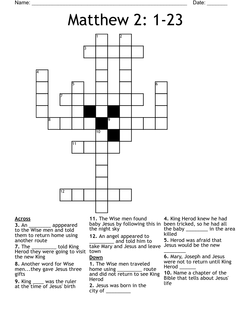 Matthew 2 1 23 Crossword WordMint Matthew 2 1 23 Crossword WordMint