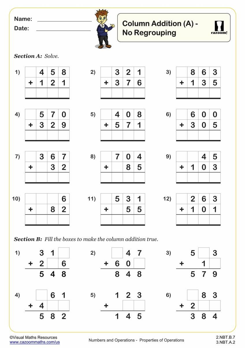 Methods For Addition Worksheets Printable PDF Math Worksheets Cazoom Math