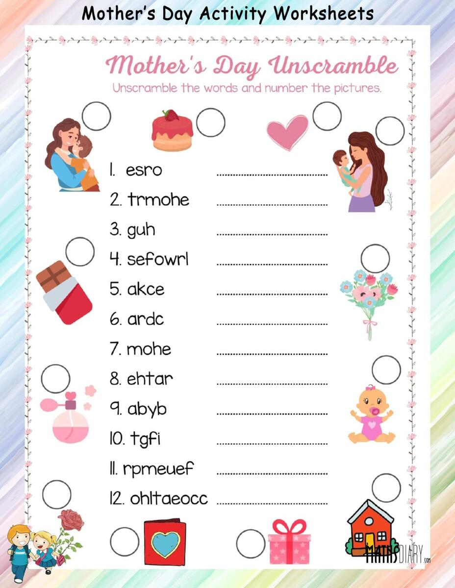 Mother S Day Fun Activities Math Worksheets Mother S Day Fun Activities Math Worksheets