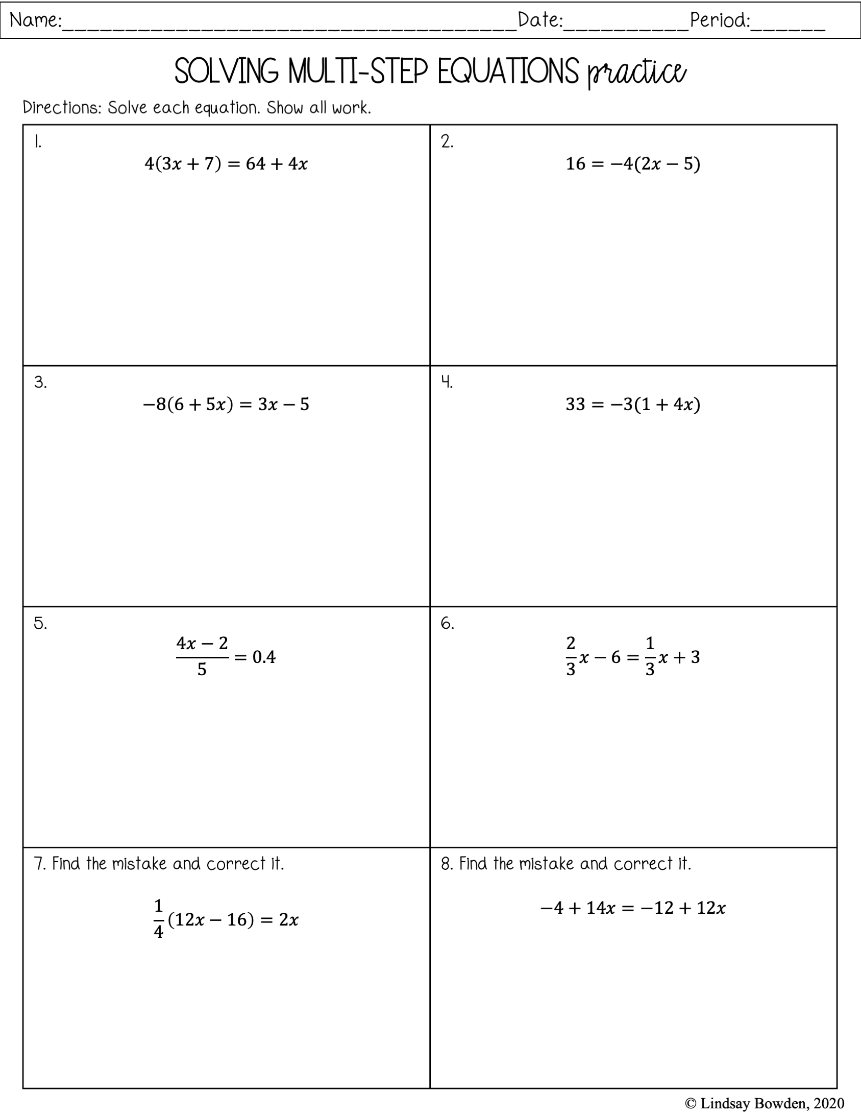 Multi Step Equation Notes And Worksheets Lindsay Bowden Worksheets Library 15 Multi Step Equations Worksheets Free PDF At Worksheeto