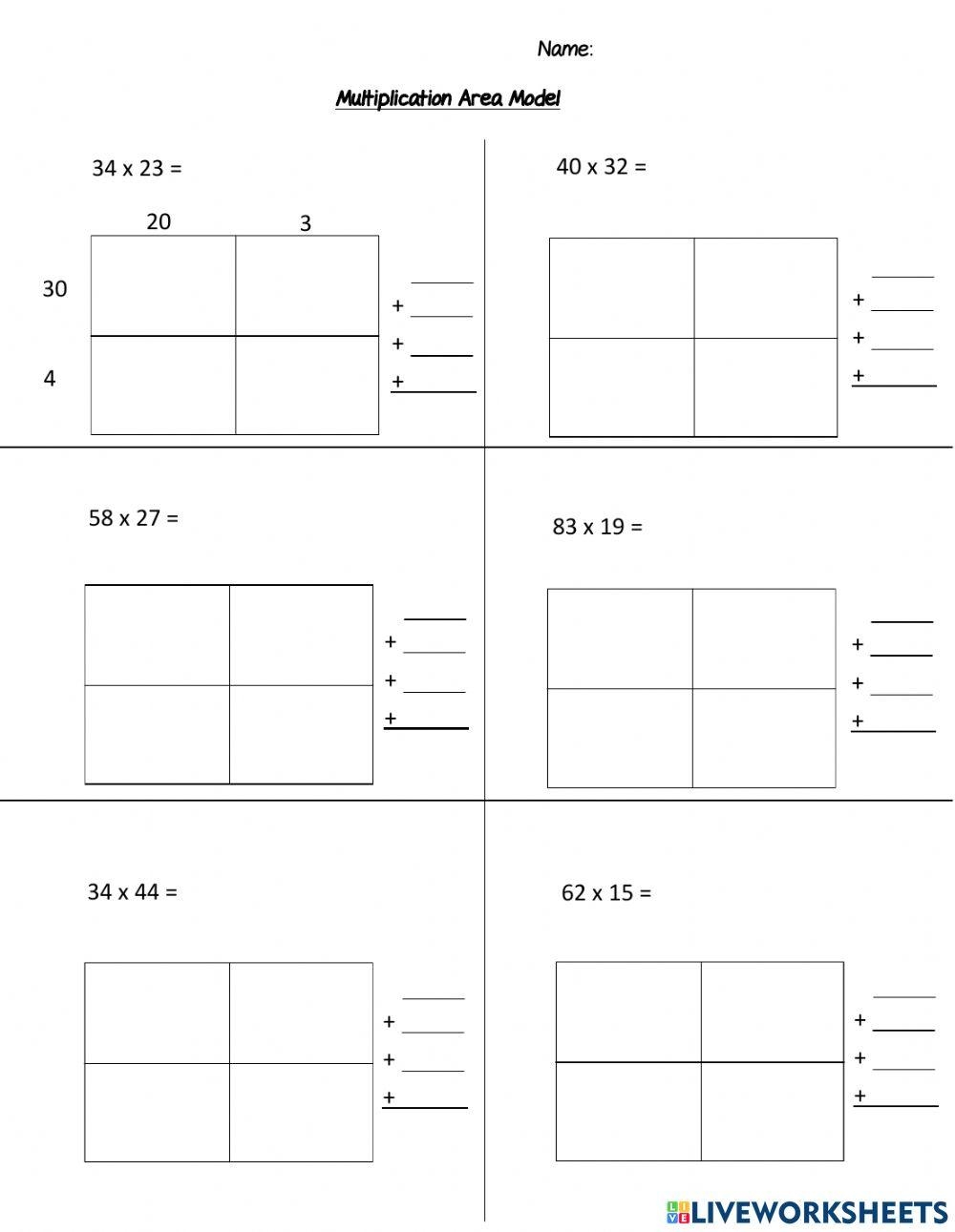 Multiplication Area Model Worksheet Worksheets Library Multiplication Area Model Worksheet Worksheets Library