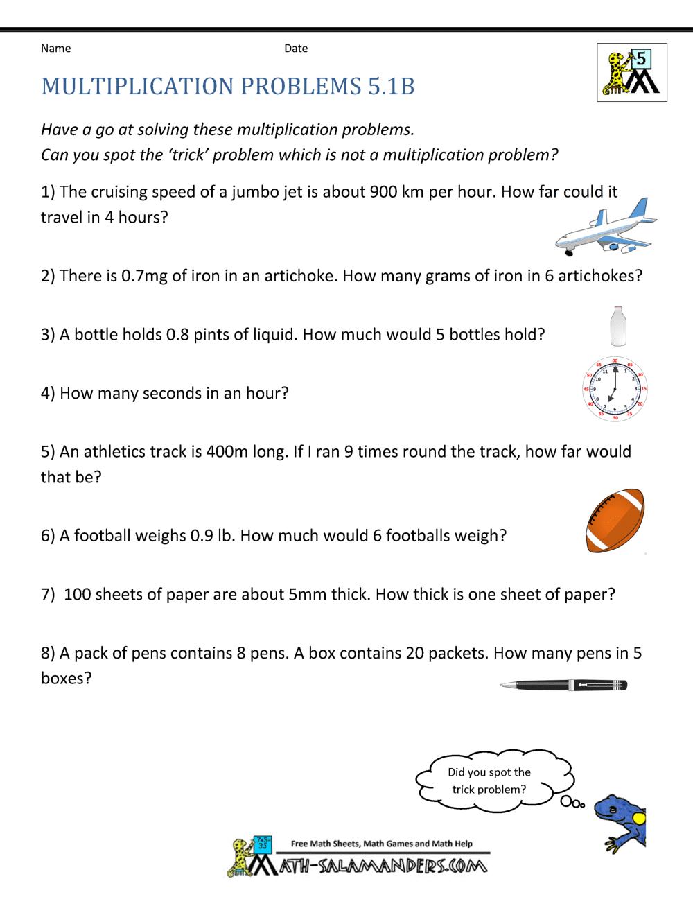 5th Grade Math Word Problems