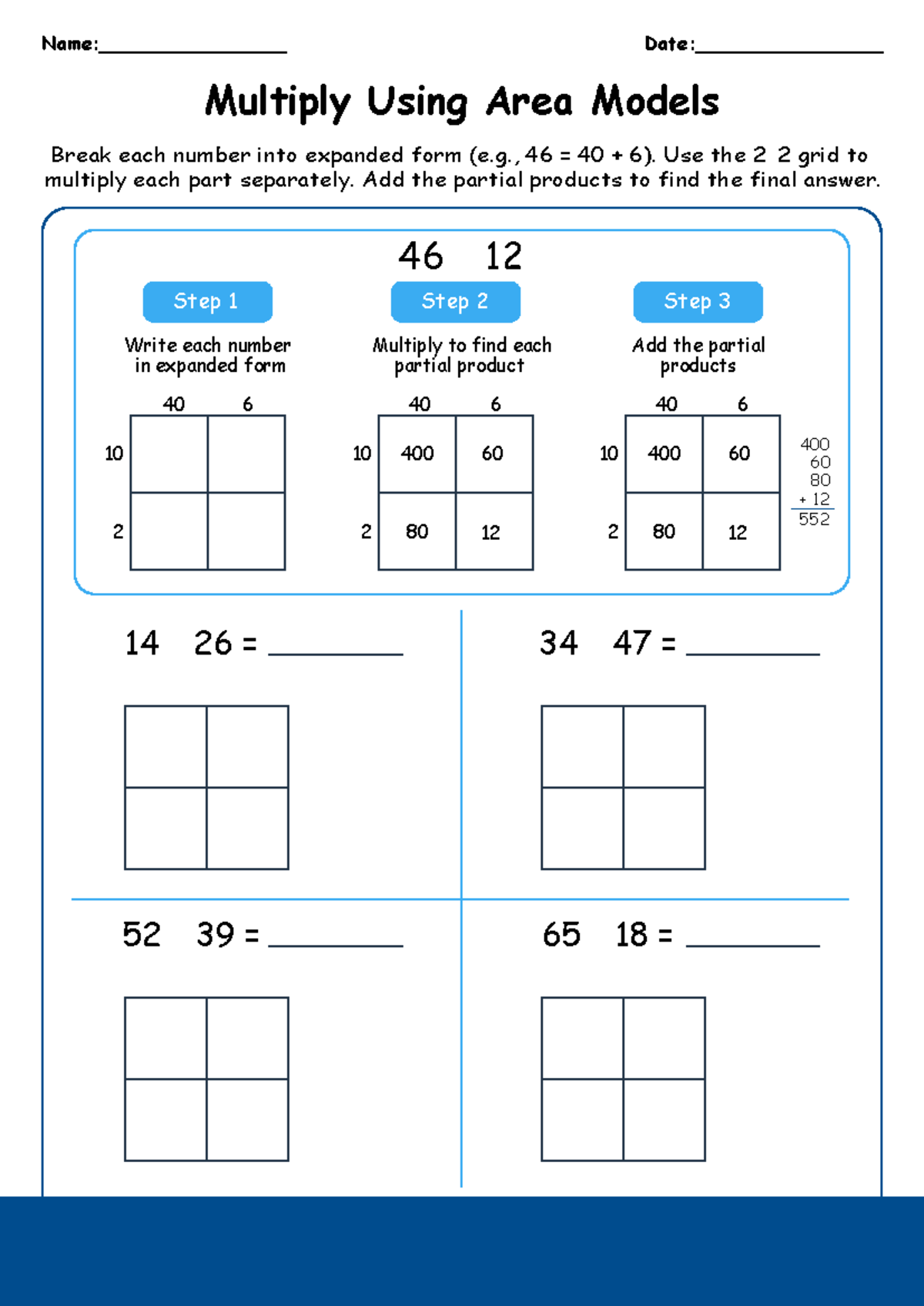 Multiplication Using Area Models 4th Grade Worksheet For Practice Studocu Multiplication Using Area Models 4th Grade Worksheet For Practice Studocu