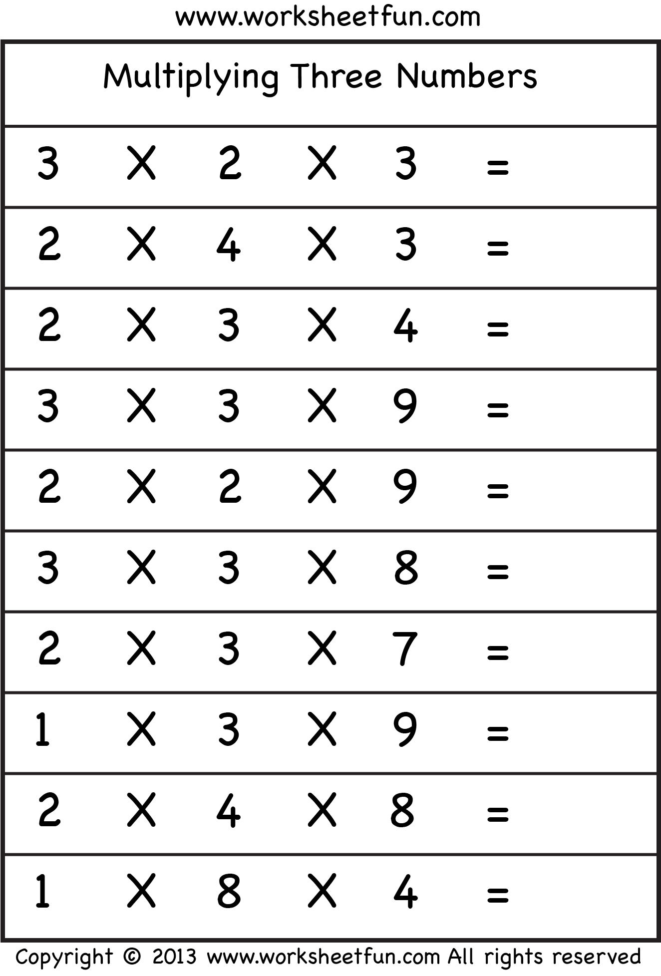 Free 2 Digit By 3 Digit Multiplication Worksheets Teach Prints