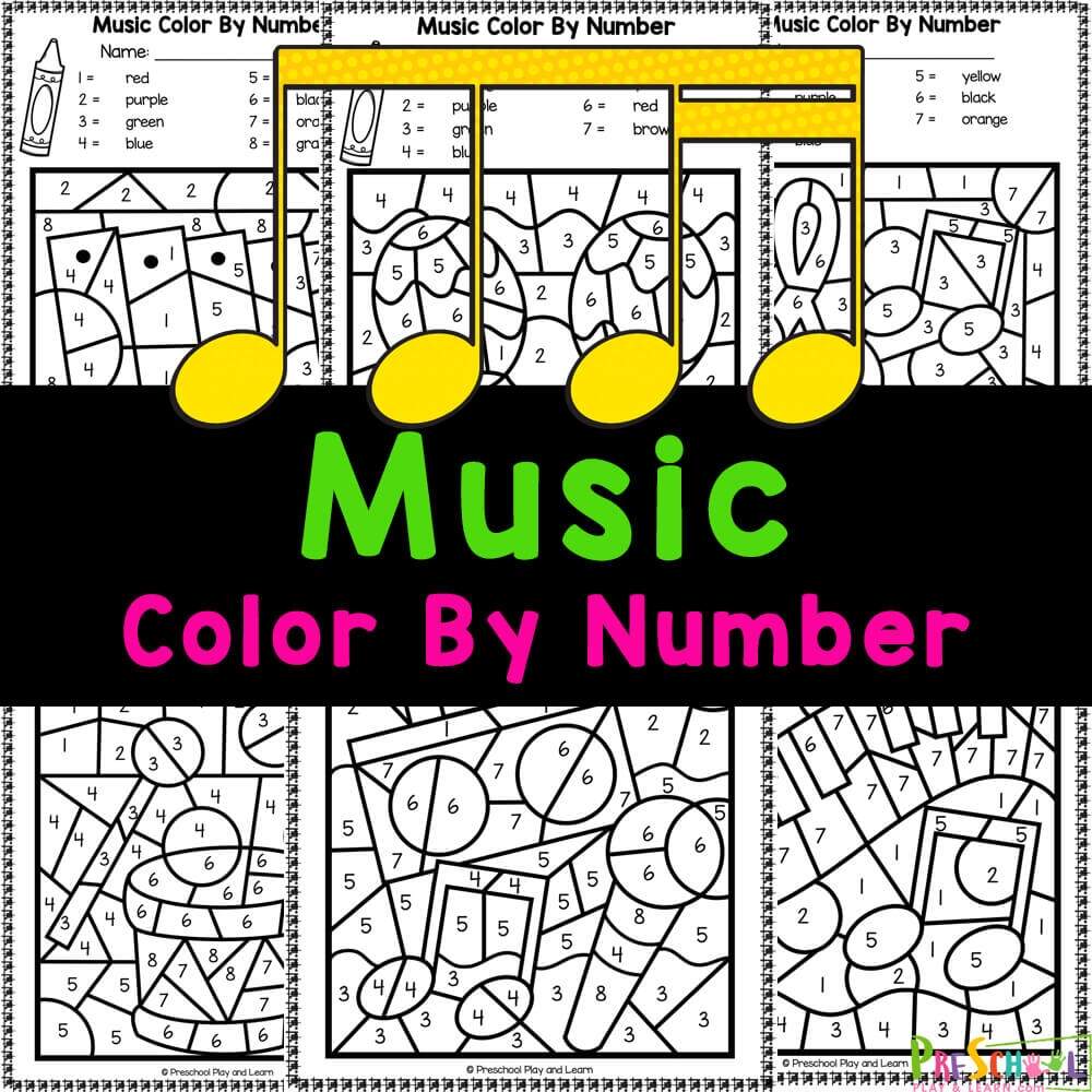 Music Color By Number Printable Worksheets Preschool Piano By Color Dynamic Music Teaching