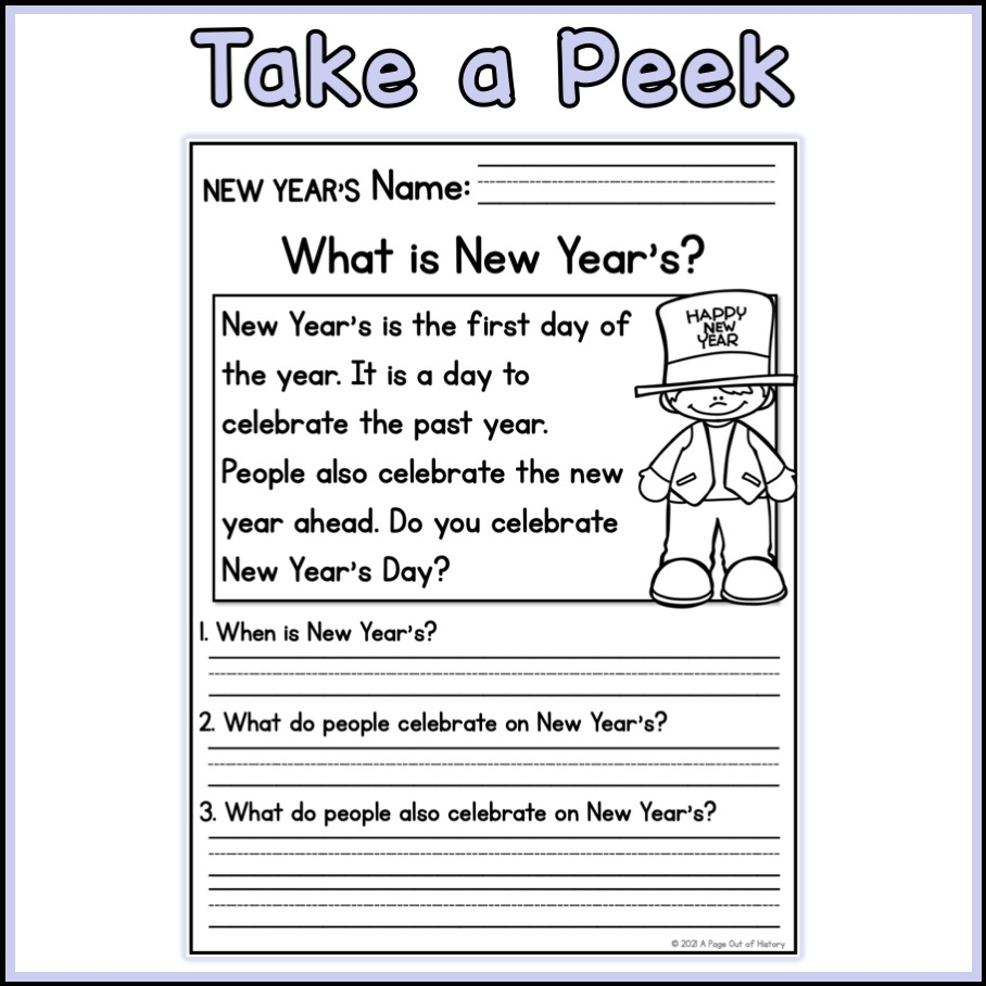 New Years Holidays Reading Comprehension Passages K 2 Made By Teachers New Years Holidays Reading Comprehension Passages K 2 Made By Teachers