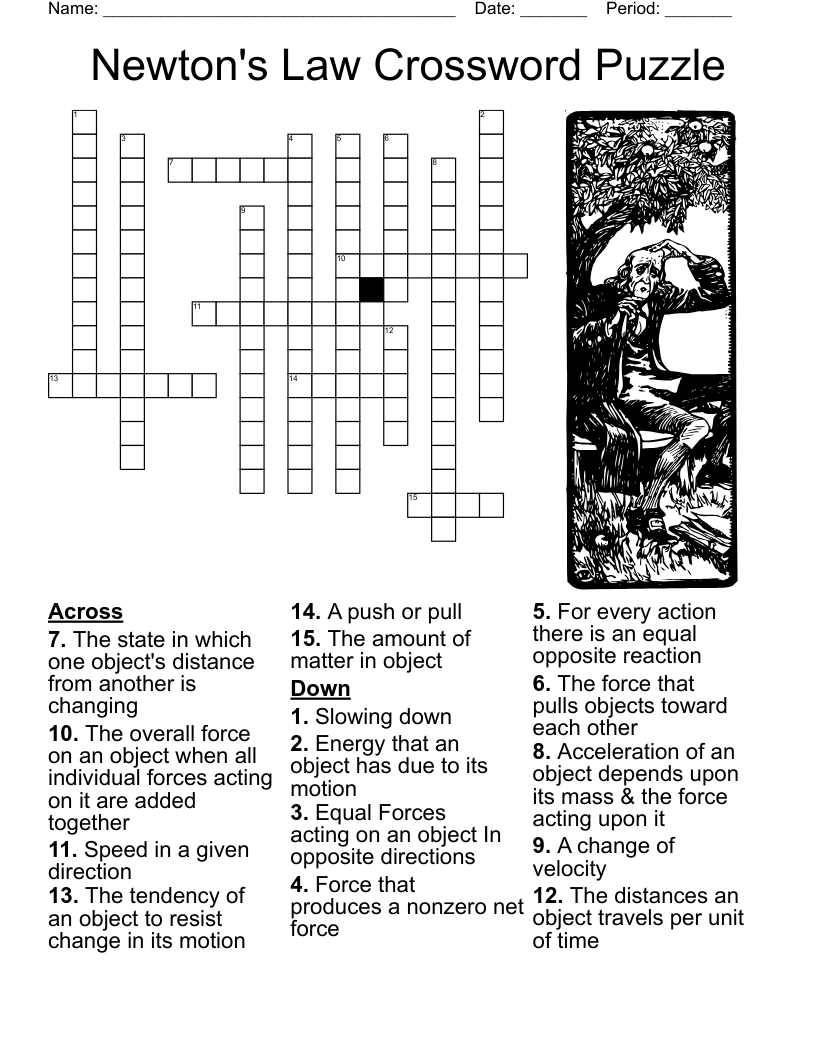 Newton S Law Crossword Puzzle WordMint Newton S Law Crossword Puzzle WordMint