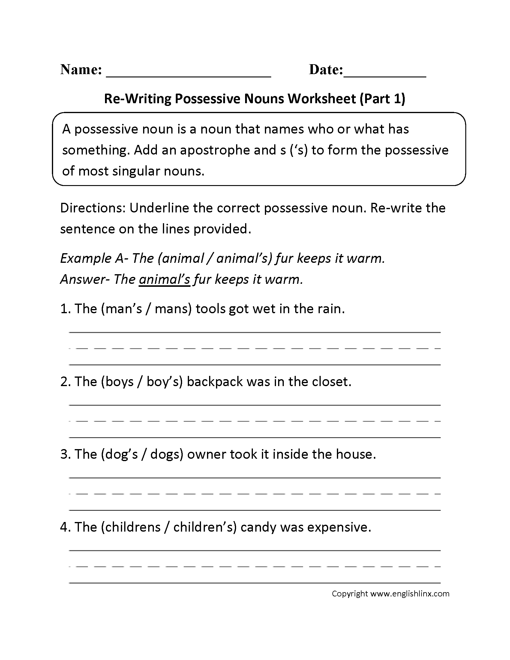 Nouns Worksheets Possessive Nouns Worksheets Nouns Worksheets Possessive Nouns Worksheets
