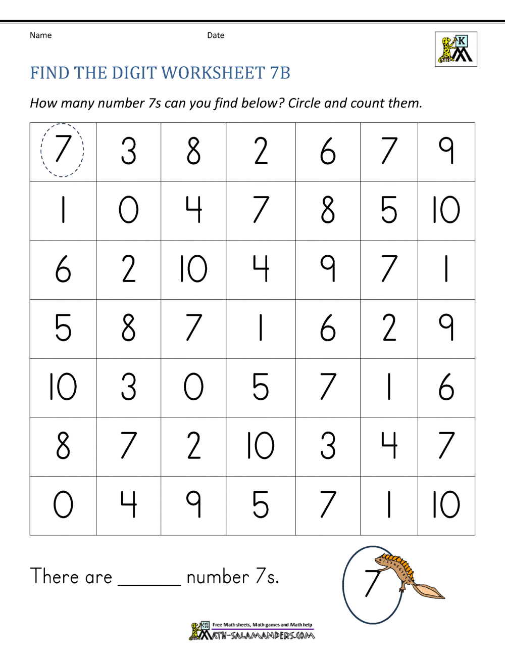 Number 7 Worksheets For Preschool Number 7 Worksheets For Preschool
