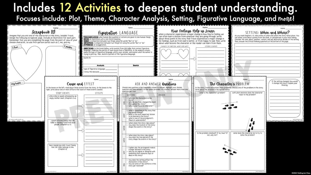 Old Yeller Novel Study Unit Comprehension Questions With Activities And Tests Classful Old Yeller Novel Study Unit Comprehension Questions With Activities And Tests Classful