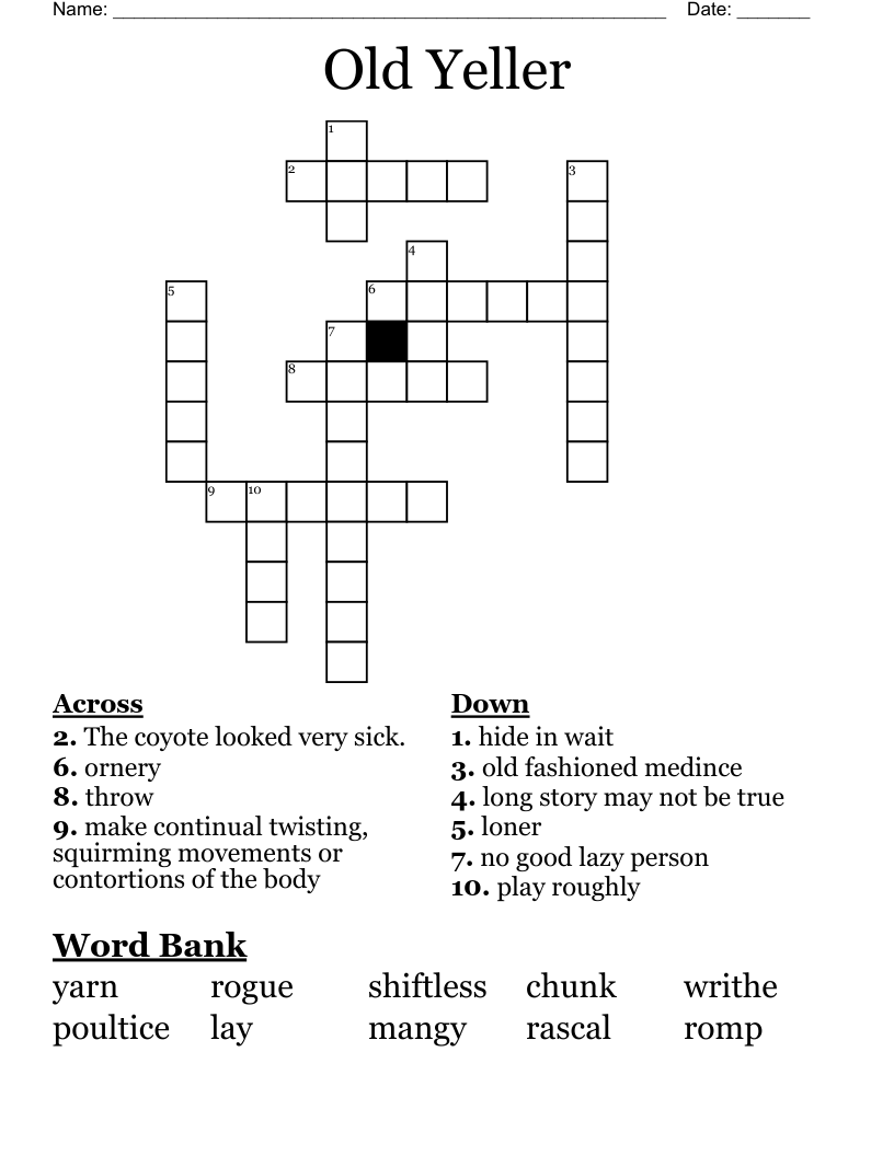 Old Yeller Vocab 1 3 Matching Worksheet WordMint Worksheets Library Old Yeller Novel Study Unit Literature Guide Comprehension Worksheets ELA Homeschool Reading Activities Unit Study Printables Etsy