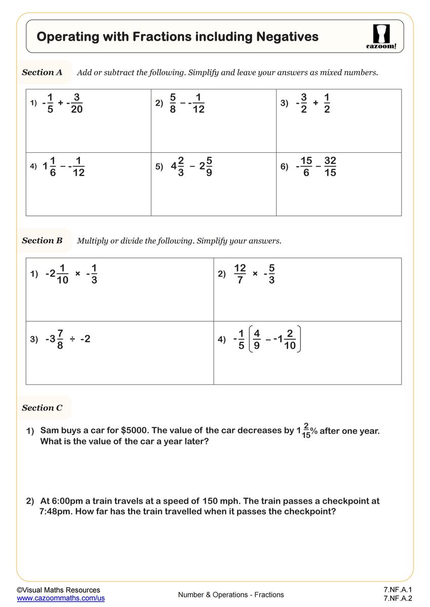 Printable Adding And Subtracting Fractions Worksheets