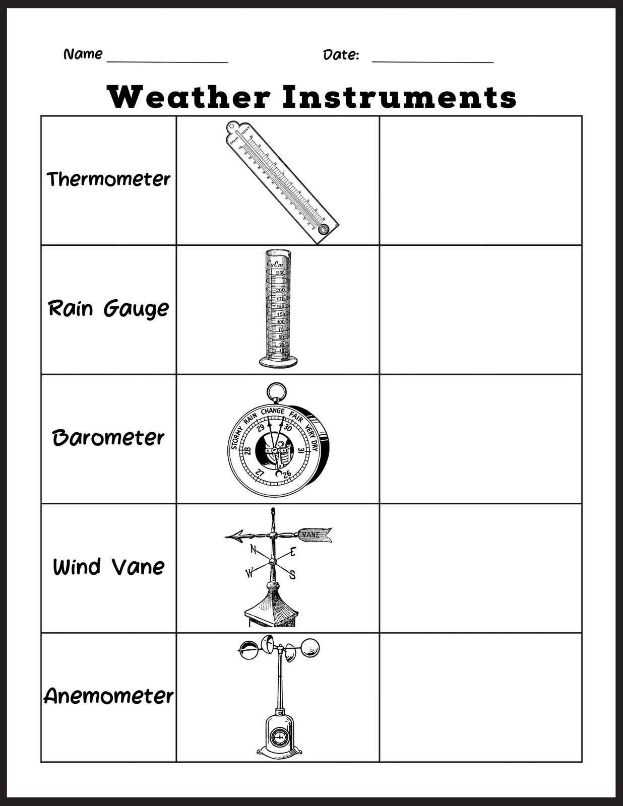 Weather Instruments Worksheet Flying Colors Science