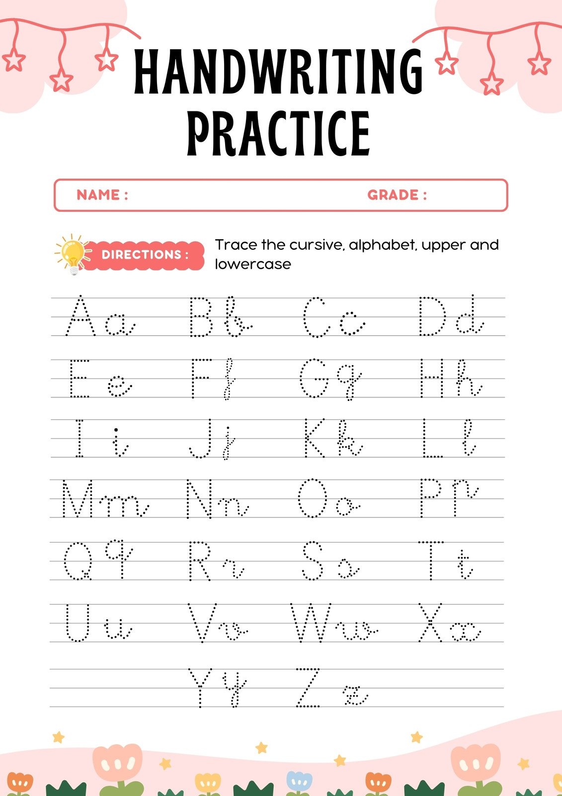 Free Printable Cursive Writing Worksheet Templates Canva