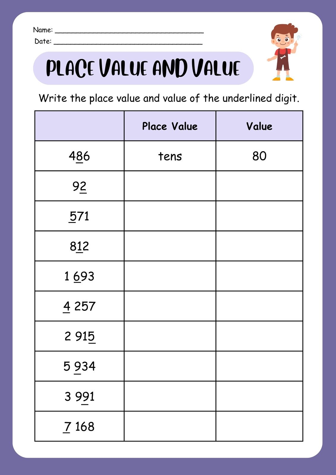 Page 3 Free Printable 2nd Grade Math Worksheets Canva Second Grade Place Value Worksheets