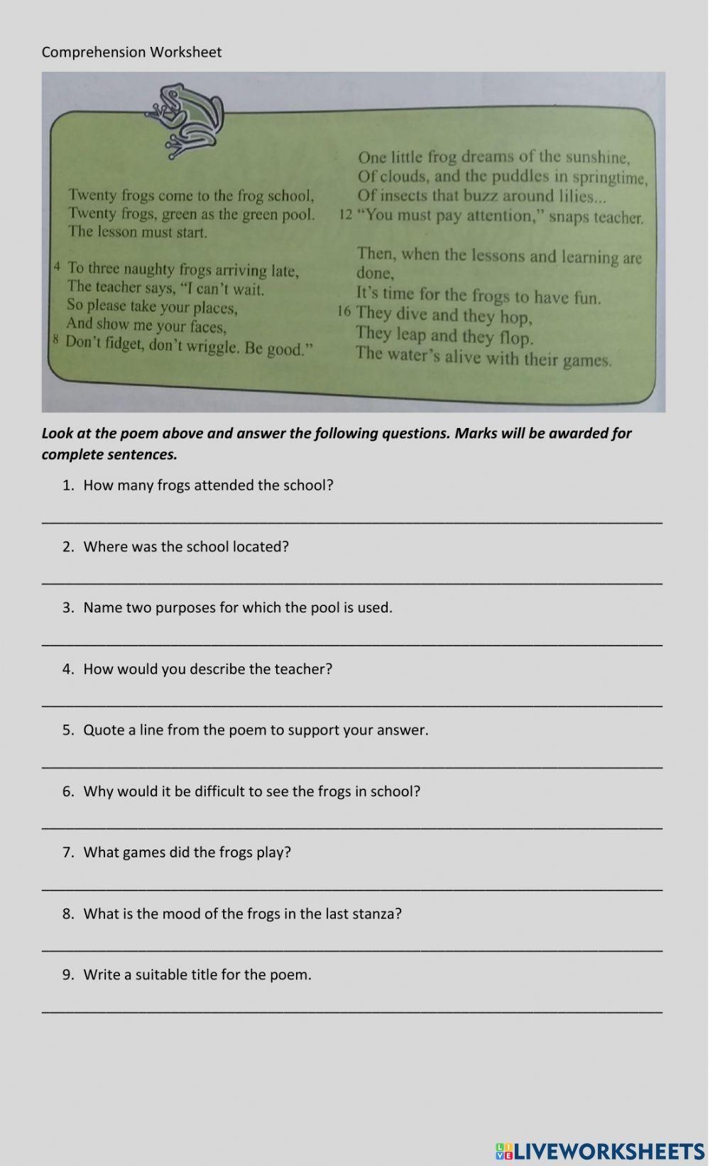 Poetry Exercise For Grade 4 Worksheets Library Poetry Exercise For Grade 4 Worksheets Library