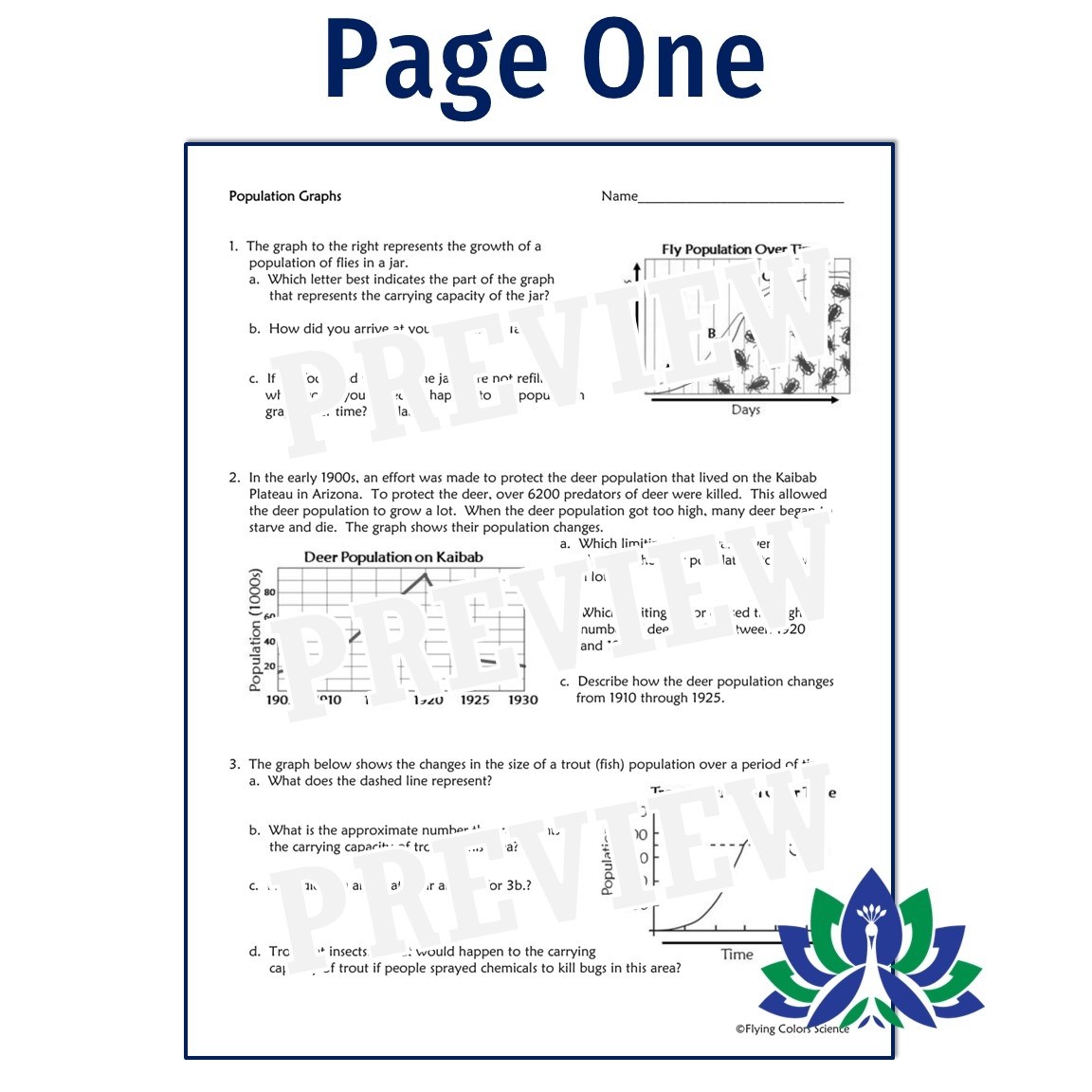 Populations Graphs Worksheet Flying Colors Science