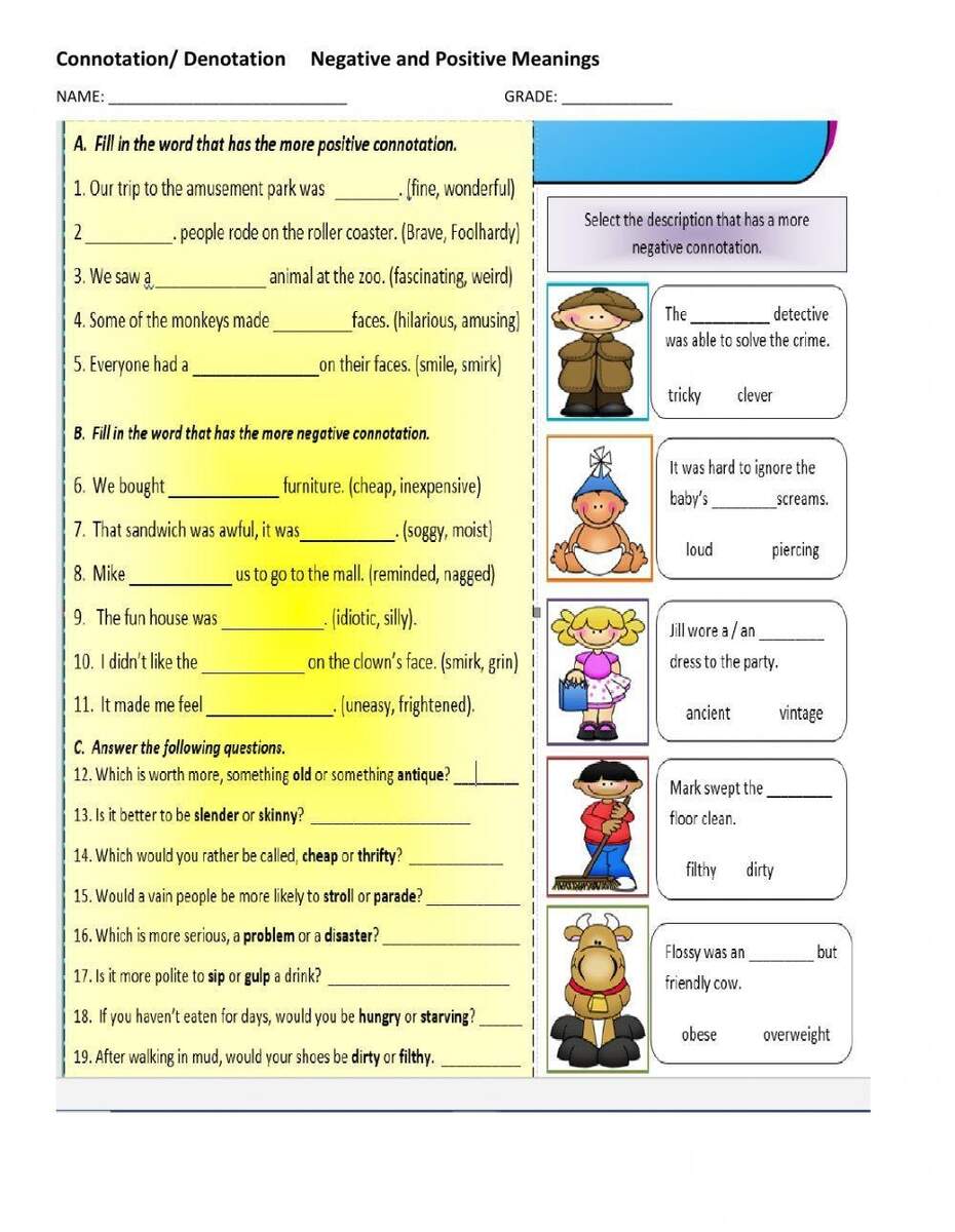 Positive And Negative Connotations In Words Lesson Plans Worksheets Worksheets Library Connotation And Denotation Lesson Plans Worksheets Worksheets Library