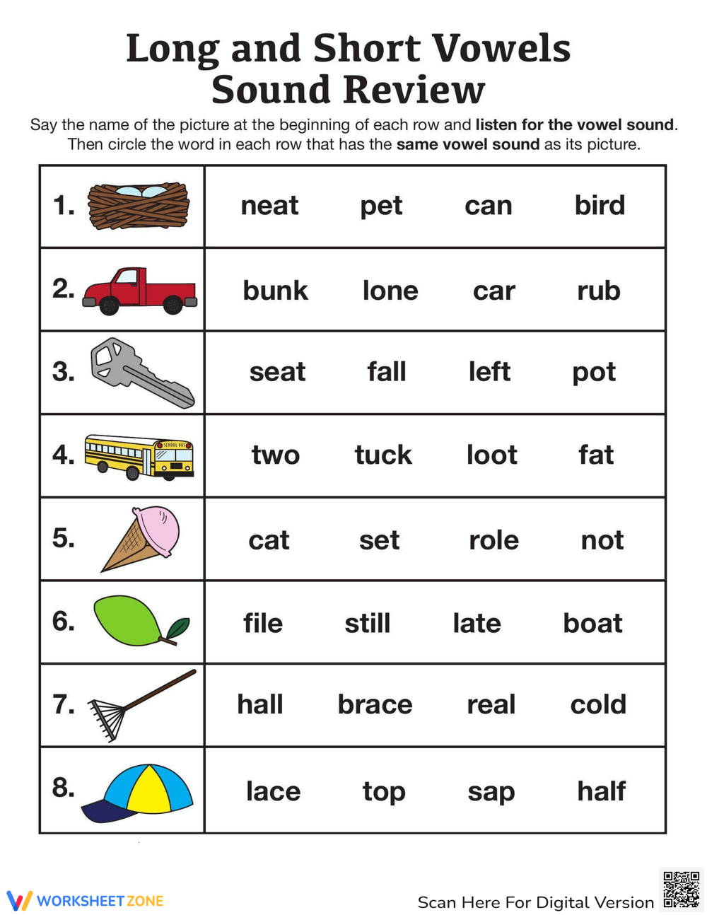 Printable 1st Grade Long And Short Vowels Worksheets