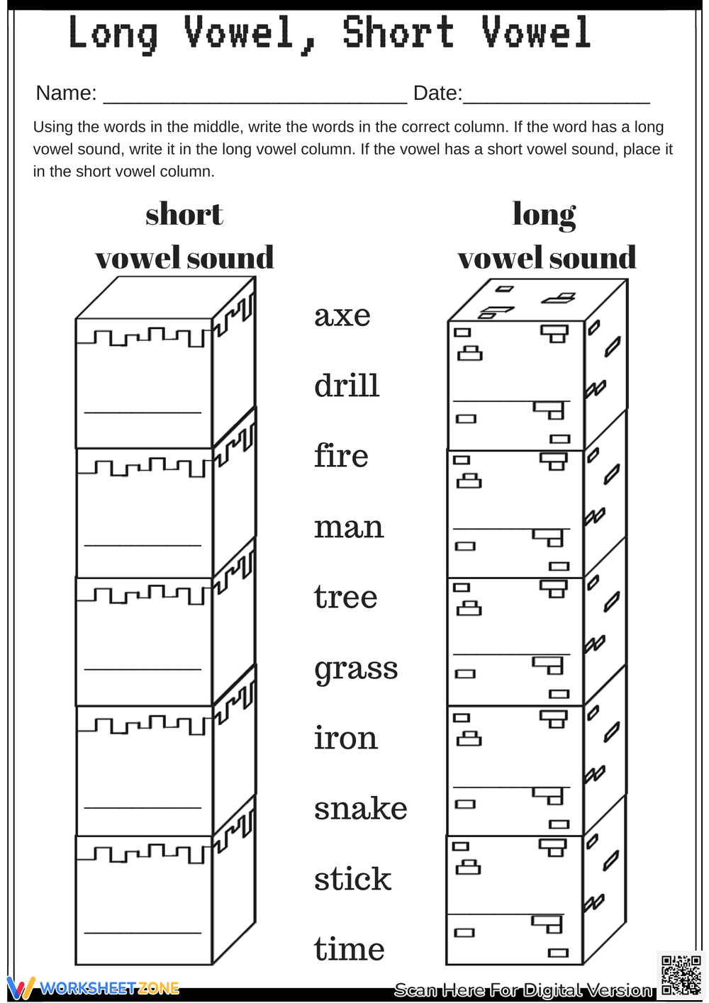 Printable 1st Grade Long And Short Vowels Worksheets