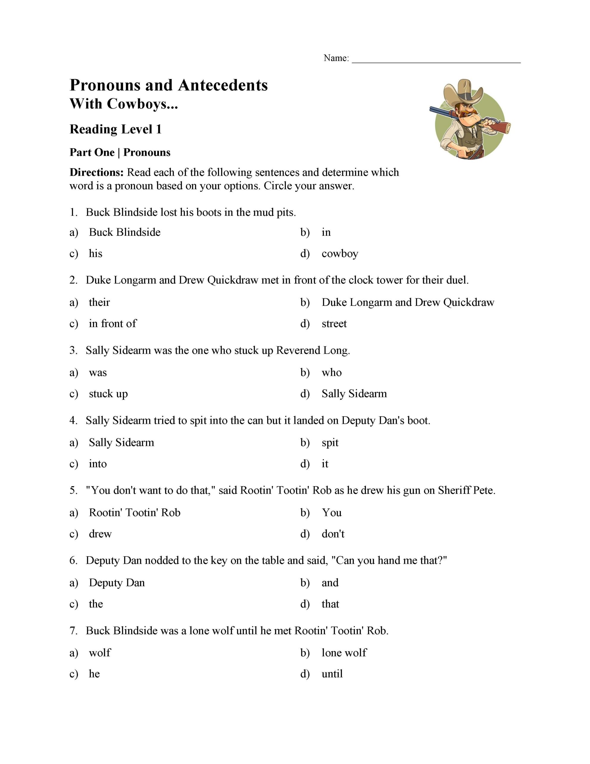 Printable 4th Grade Pronouns And Antecedents Worksheets