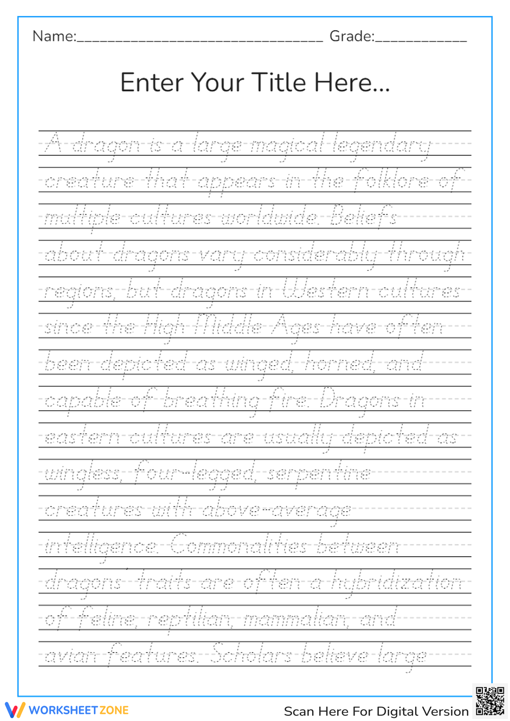 Printable 5th Grade Cursive Worksheets