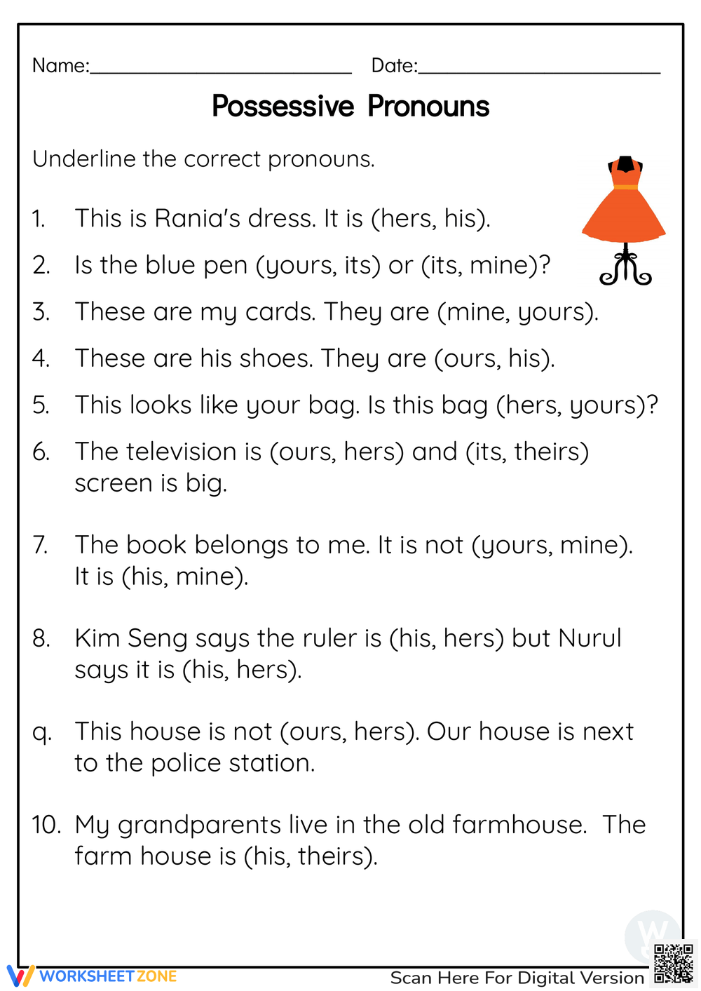 Printable 5th Grade Possessive Pronouns Worksheets Possessive Pronouns Grammar Activity Worksheets For Grade 2 3 4 Made By Teachers