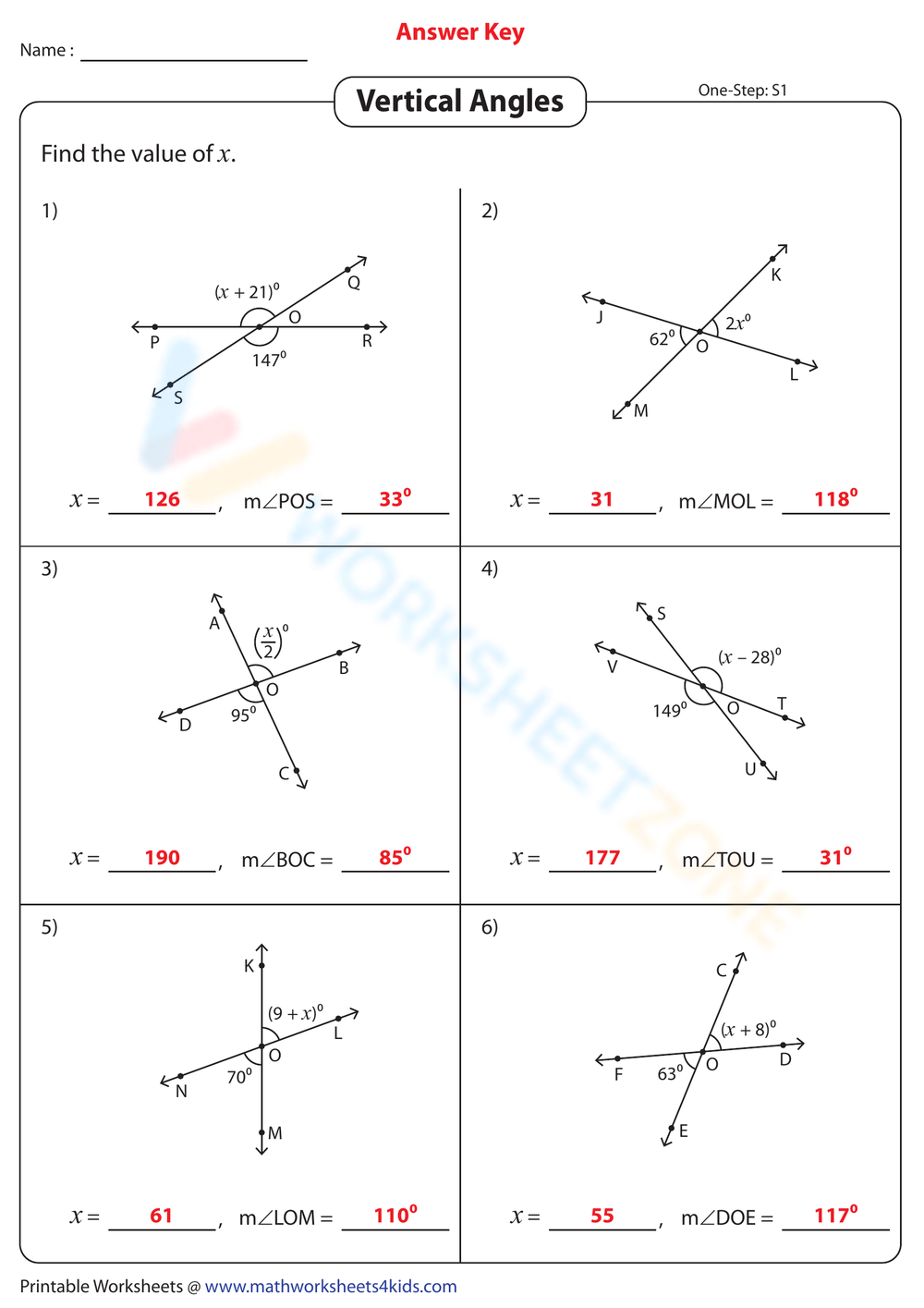 Printable 7th Grade Angle Relationships Worksheets