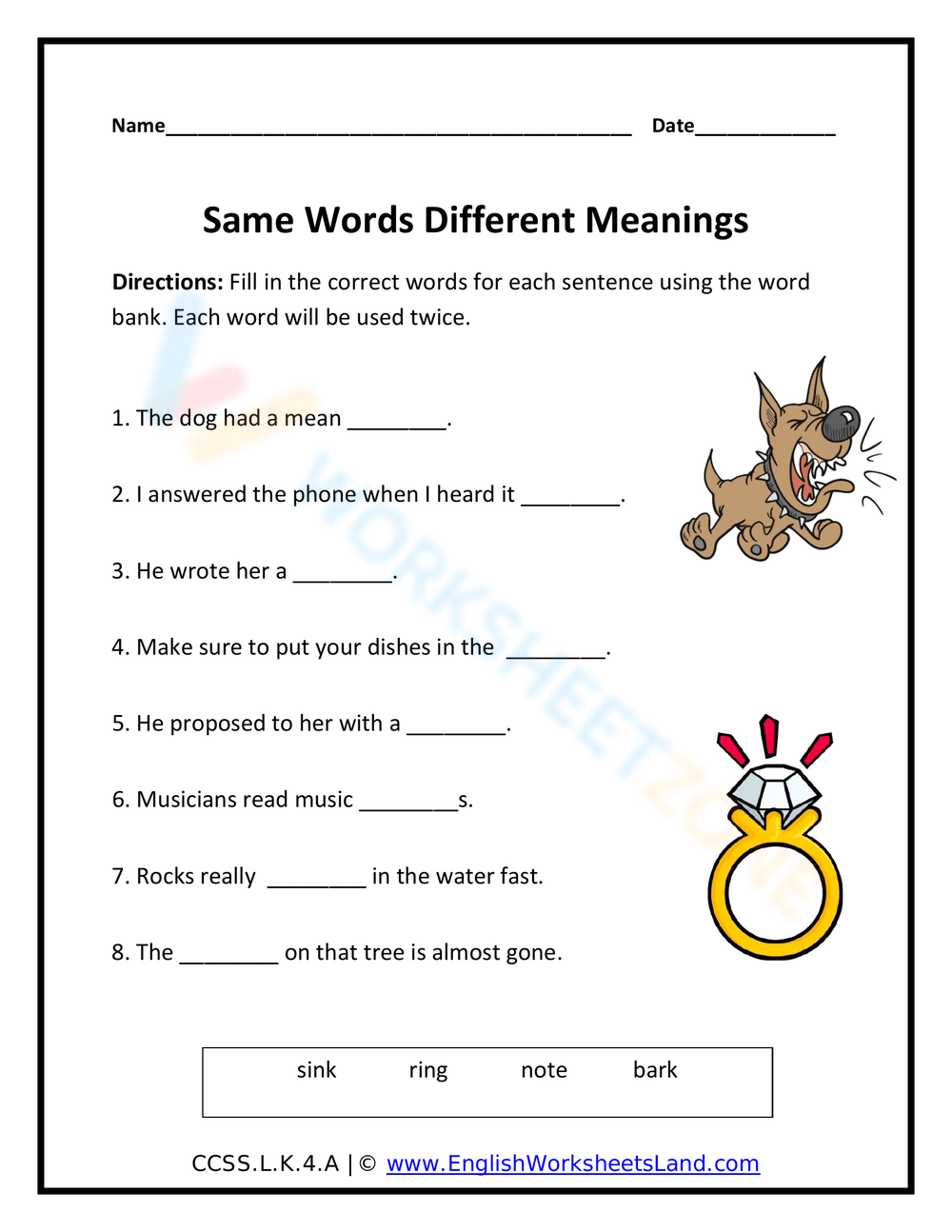 Printable 8th Grade Multiple Meaning Words Worksheets