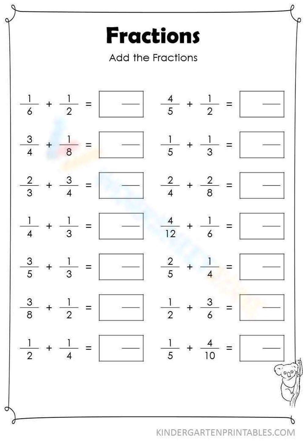 Printable Adding And Subtracting Fractions Worksheets
