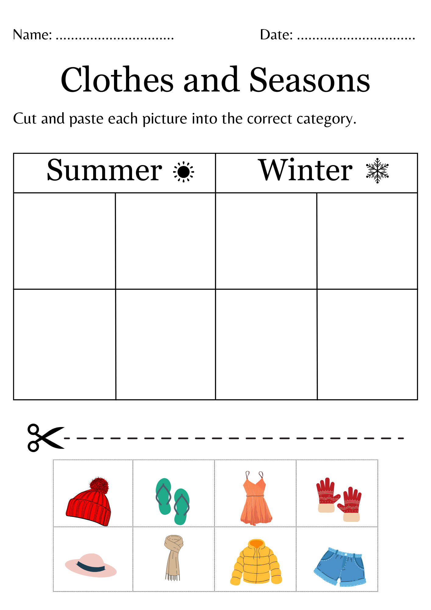 Printable Clothes For Different Seasons Worksheet Weather And Clothes Activity Made By Teachers