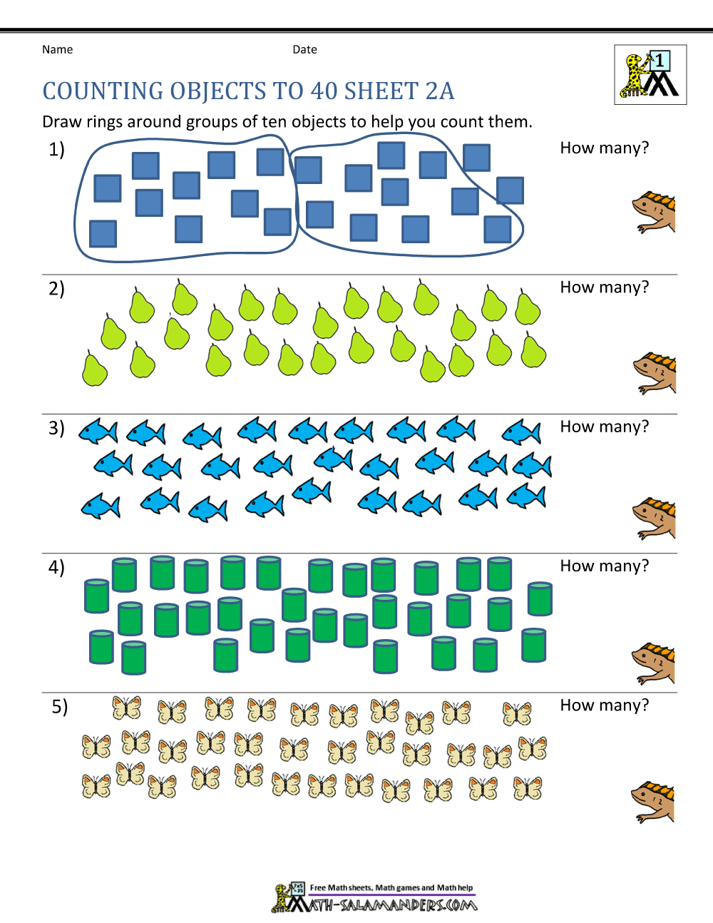 Printable Counting Worksheet Counting Up To 50