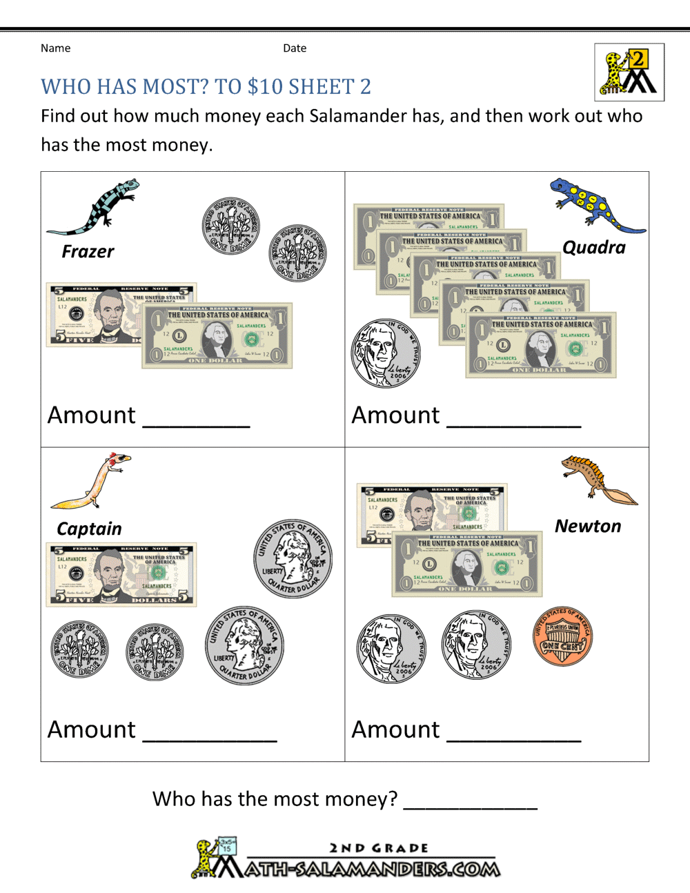 Money Counting Worksheets 1st 3rd Grade Math Printable Digital Download Etsy