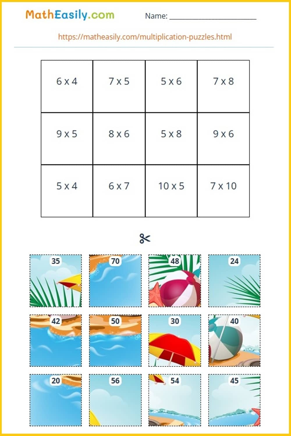 Printable Summer Math Worksheets PDF Free Download