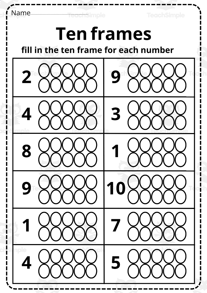 Printable Ten Frame Worksheets 1 10 By Teach Simple Ten Frame Addition Worksheets Free Printable The Activity Mom