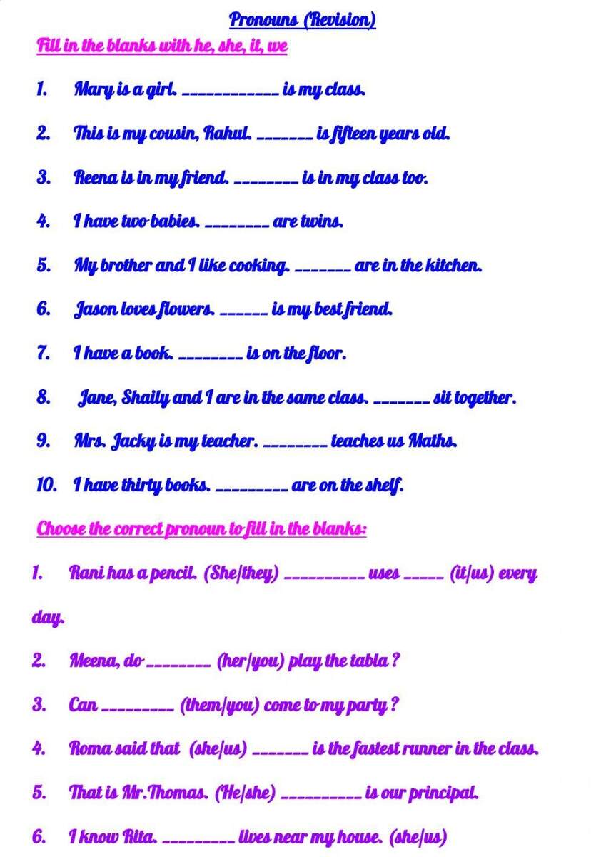 Pronouns Online Activity For Grade 3 Worksheets Library