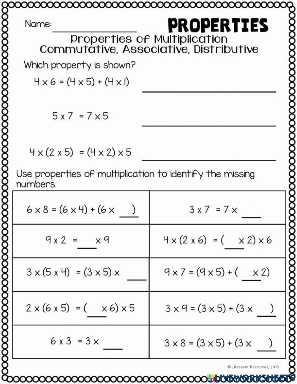 Properties Of Multiplication Worksheet For Grade 3 Properties Of Worksheets Library 3rd Grade Properties Worksheets