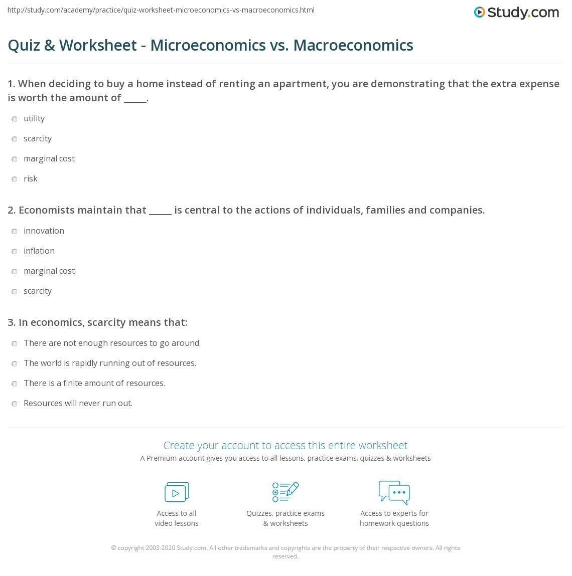 Quiz Worksheet Microeconomics Vs Macroeconomics Study Quiz Worksheet Microeconomics Vs Macroeconomics Study