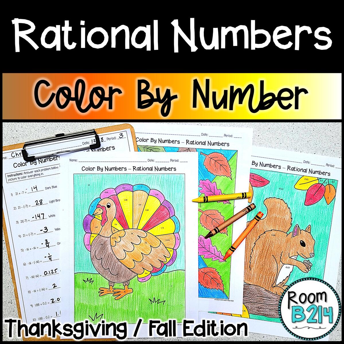 Rational Number Thanksgiving Color By Number TEKS 7 3A Made By Teachers