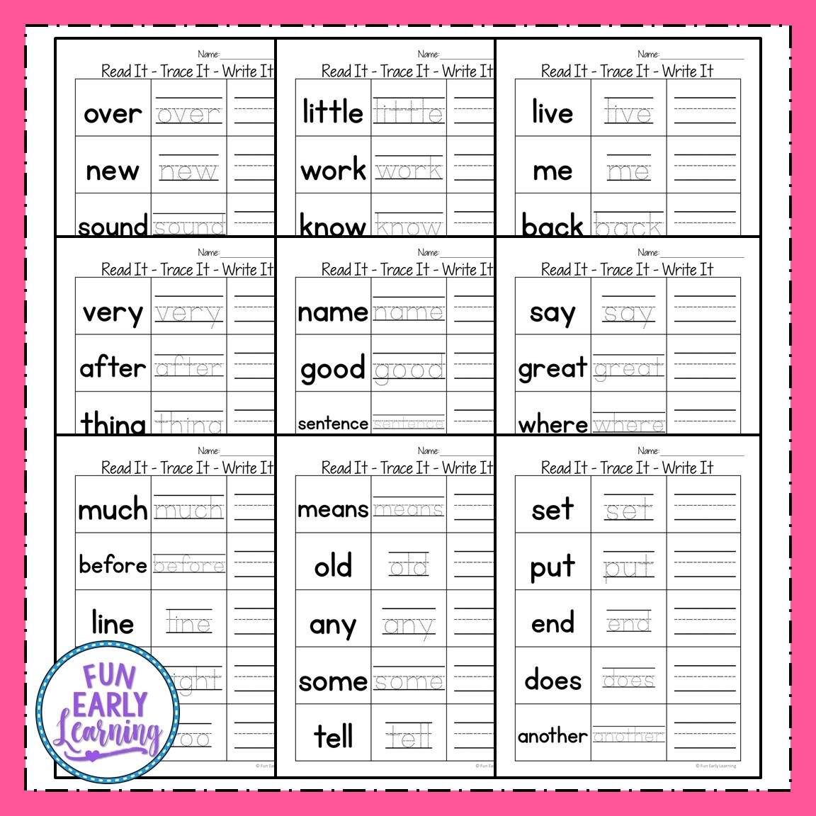 Fry Sight Words Read Trace Write Worksheet 501 600 SET 4 Made By Teachers