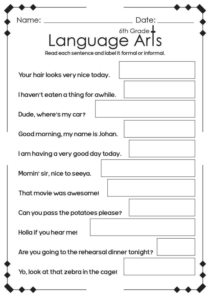 Reading Worksheets Free Language Arts Printables Worksheets Library English Worksheet Grade 6 Worksheet Worksheets Library