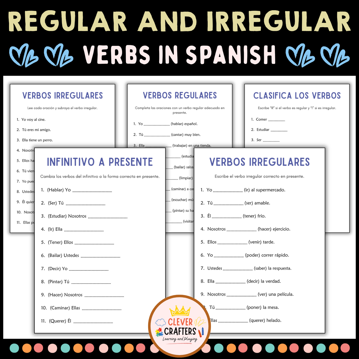 Regular And Irregular Verbs Grammar Worksheets In Spanish Made By Teachers