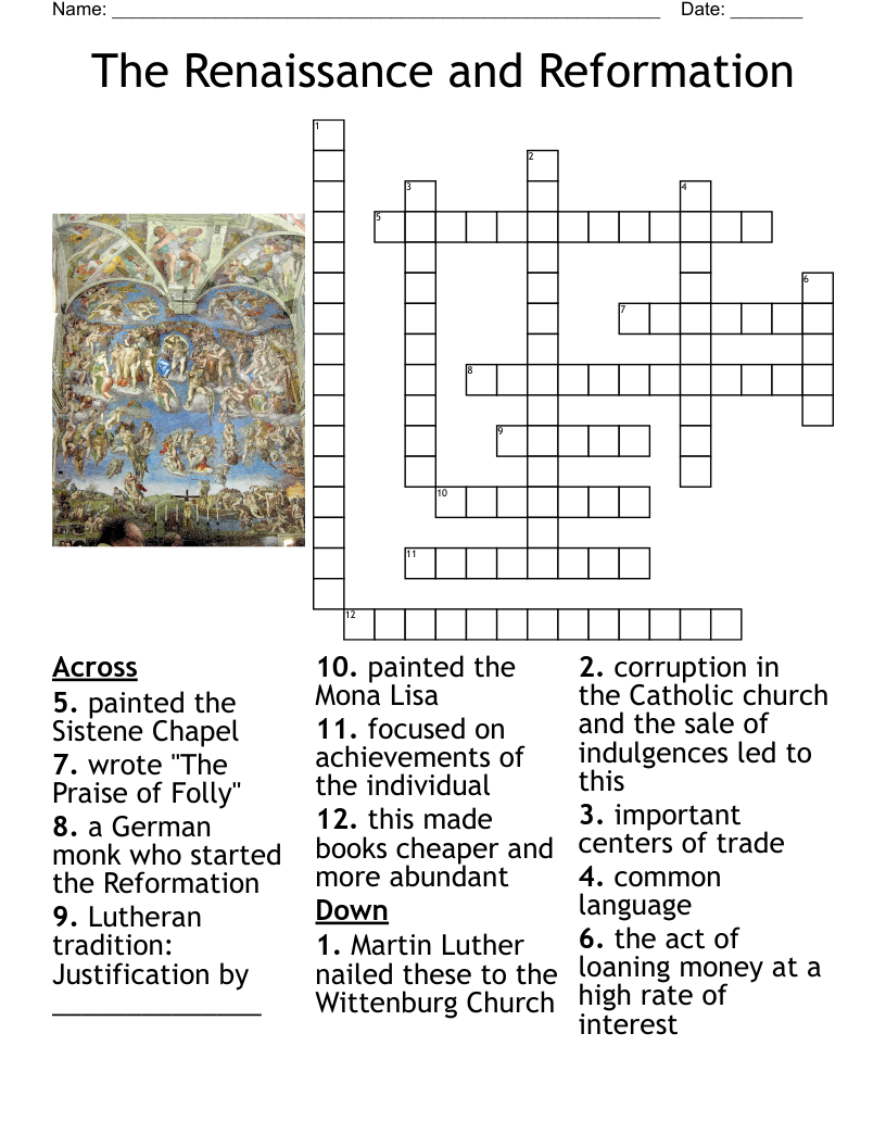 Renaissance And Reformation Worksheet WordMint Renaissance And Reformation Worksheet WordMint