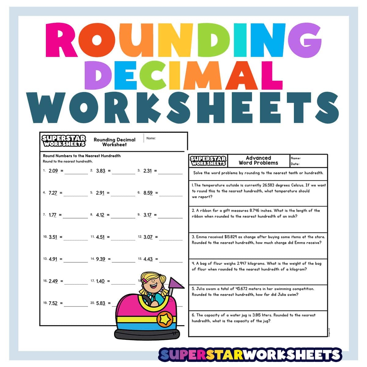 Rounding Decimal Worksheets Superstar Worksheets Rounding Decimals To The Nearest Whole Worksheet Fun And Engaging 5th Grade PDF Worksheets Cazoom Math
