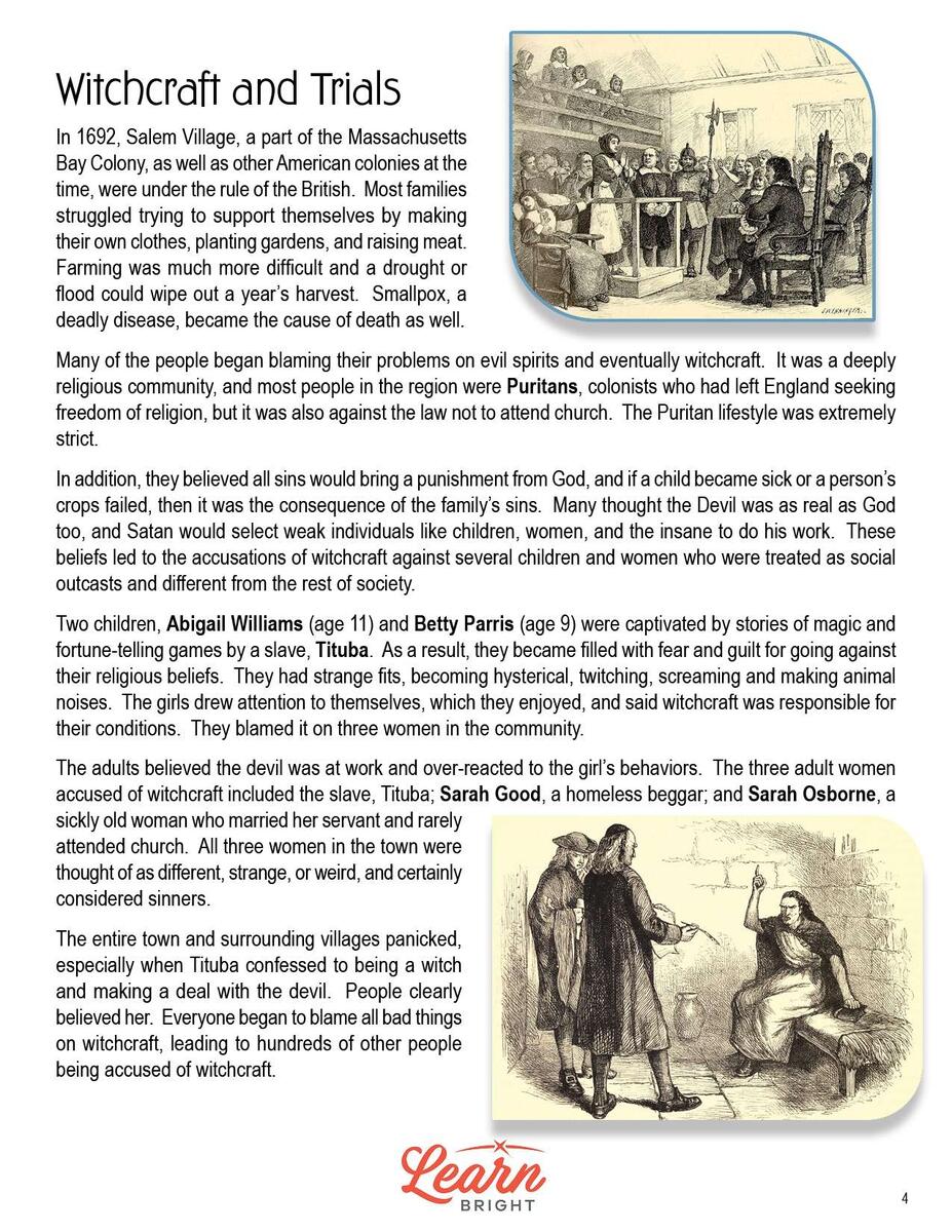 Salem Witch Trials Facts Worksheets For Kids Includes Lesson Worksheets Library Salem Witch Trials Facts Worksheets For Kids Includes Lesson Worksheets Library