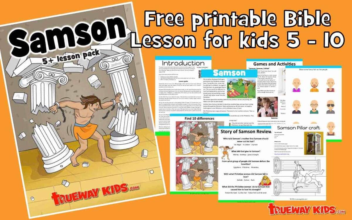 Samson 5 10 Year Old Bible Lesson Pack Trueway Kids Samson Free Bible Lesson For Kids Trueway Kids