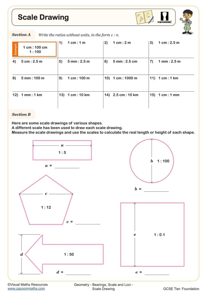 Scale Drawing Worksheet Printable PDF Year 8 And Year 9 Geometry Worksheet Scale Factor Activity Task Cards 7 G 1 Bright In The Middle