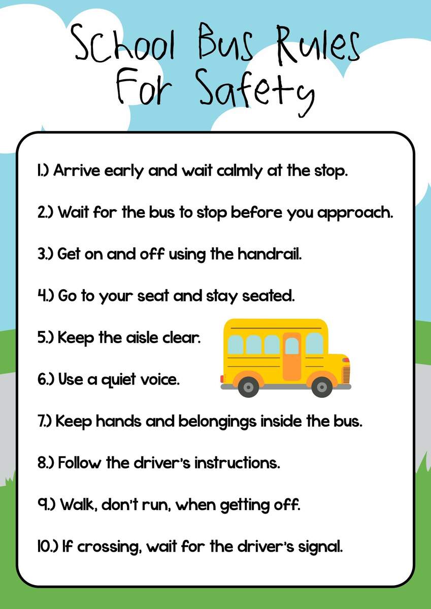 School Bus Rules 14 Free PDF Printables Printablee School Bus Rules 14 Free PDF Printables Printablee