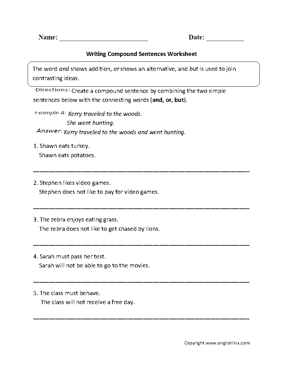 Simple And Compound Sentences Activity For YEAR 6 Worksheets Library